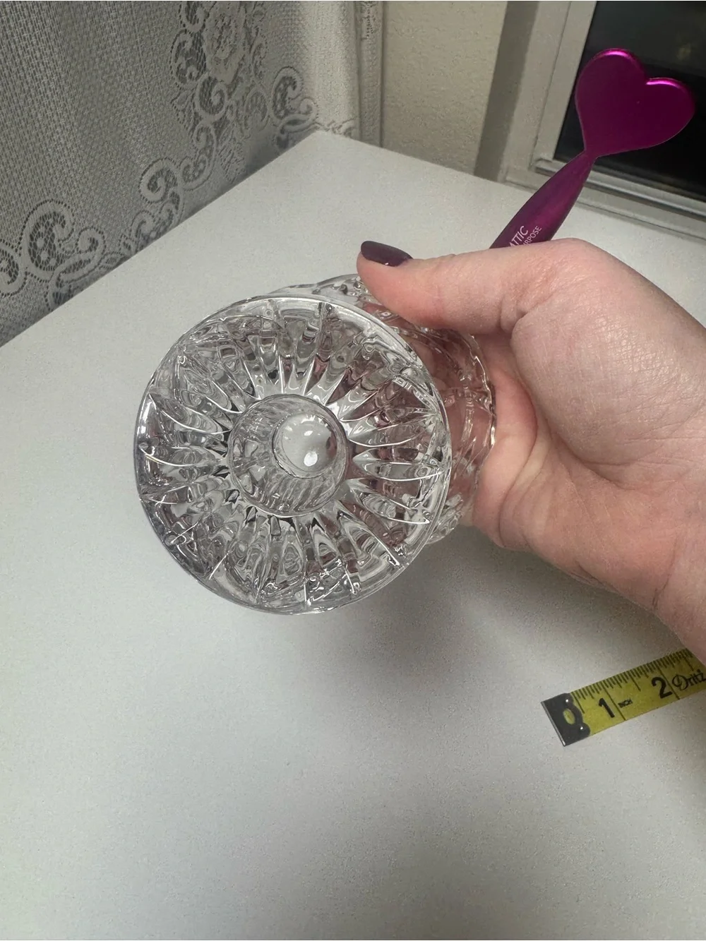 Vintage Princess House American Rose Pattern Glass Vase 3 1/2”x 3 3/4”